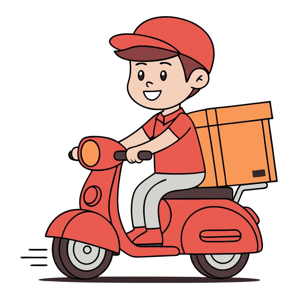 Delivery boy on scooter illustration vector