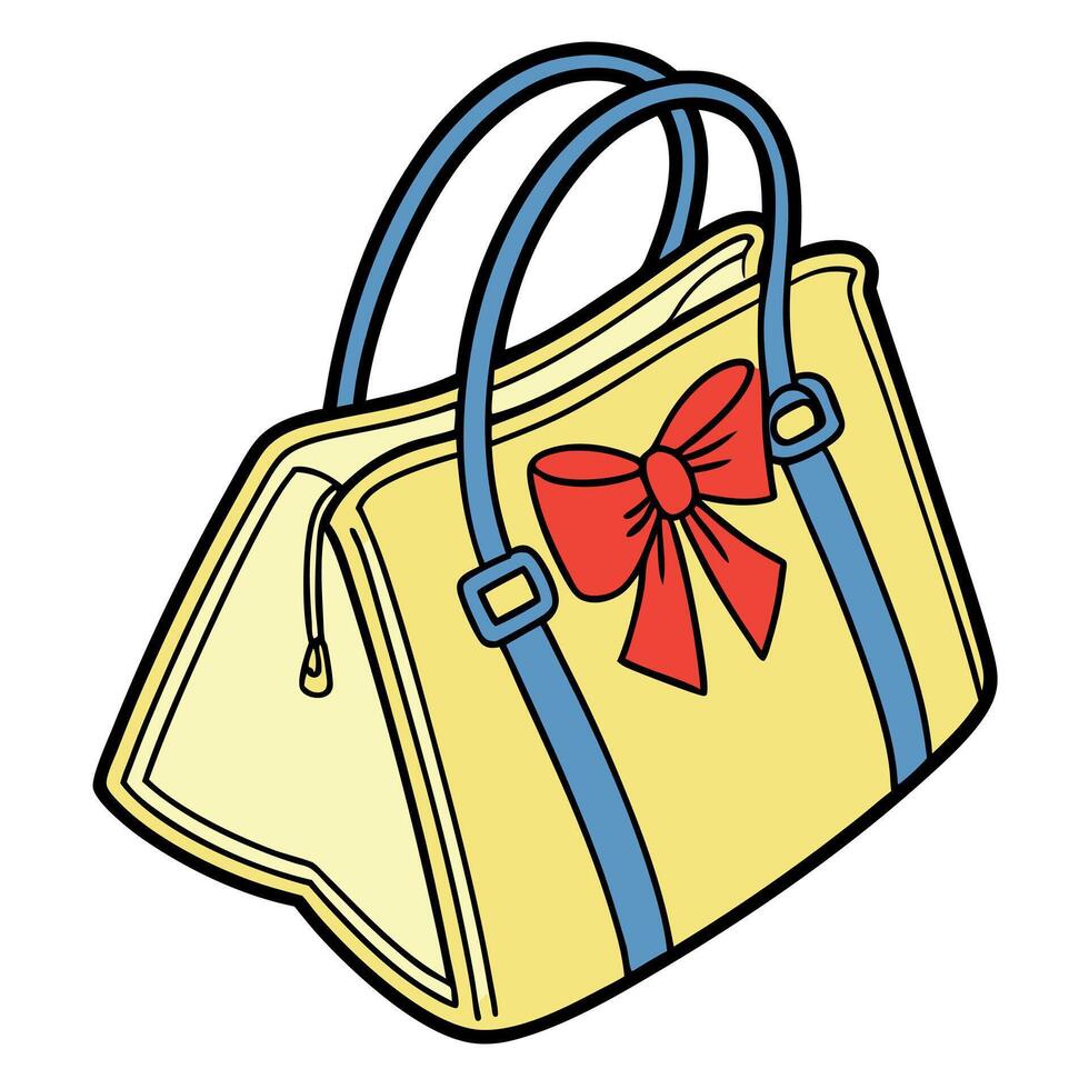 A yellow bag with a red bow on it vector