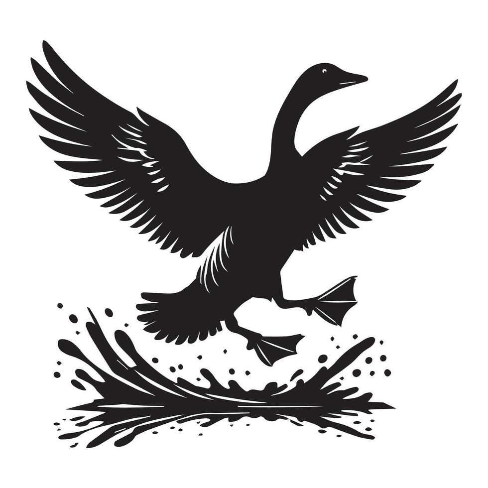 Whimsical Goose Silhouette Design for Print Use vector