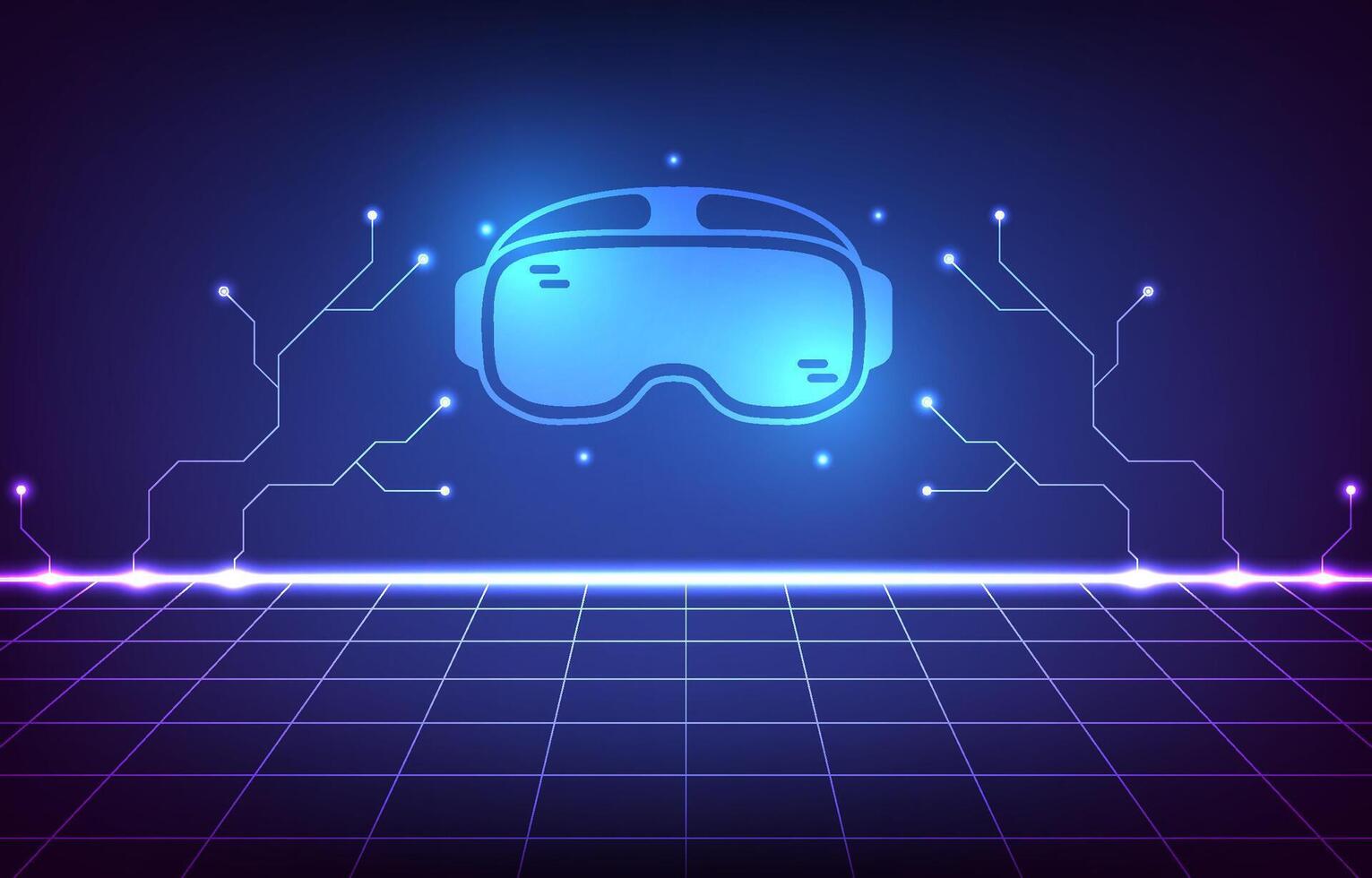 VR electric circuit background. augmented virtual and game cyberpunk concept. Design for metaverse, scifi, digital marketing, UI design, game interfaces. vector