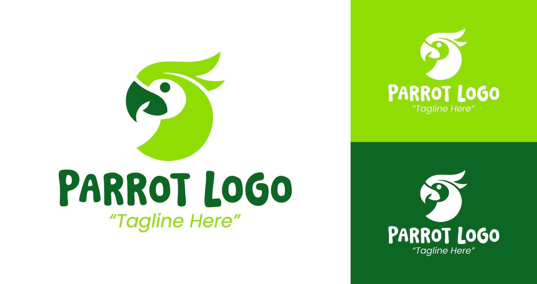 Minimalist Parrot Logo for Modern Branding with Green and White Colors vector
