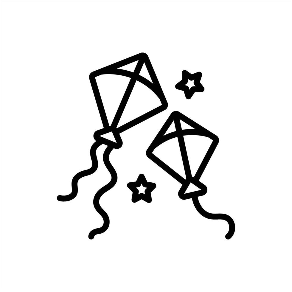 Black line icon kite vector