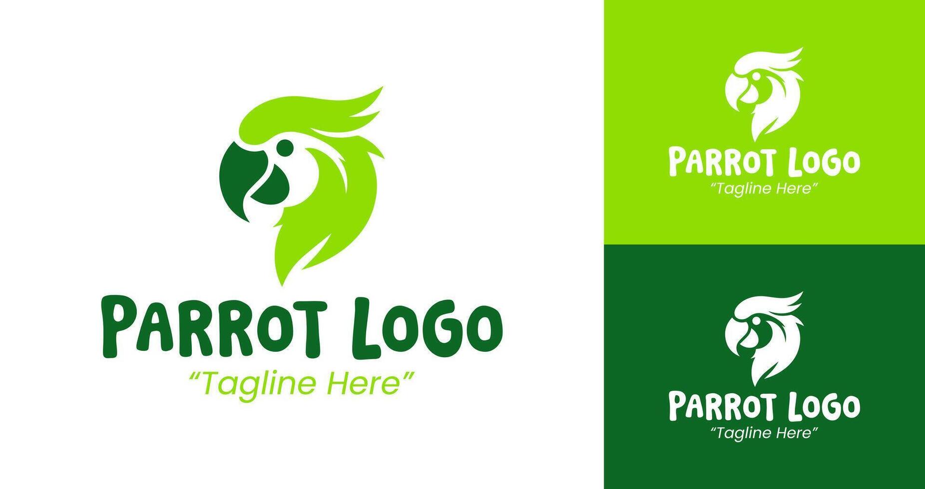 Creative Parrot Logo Design in Green and White for Branding and Business vector