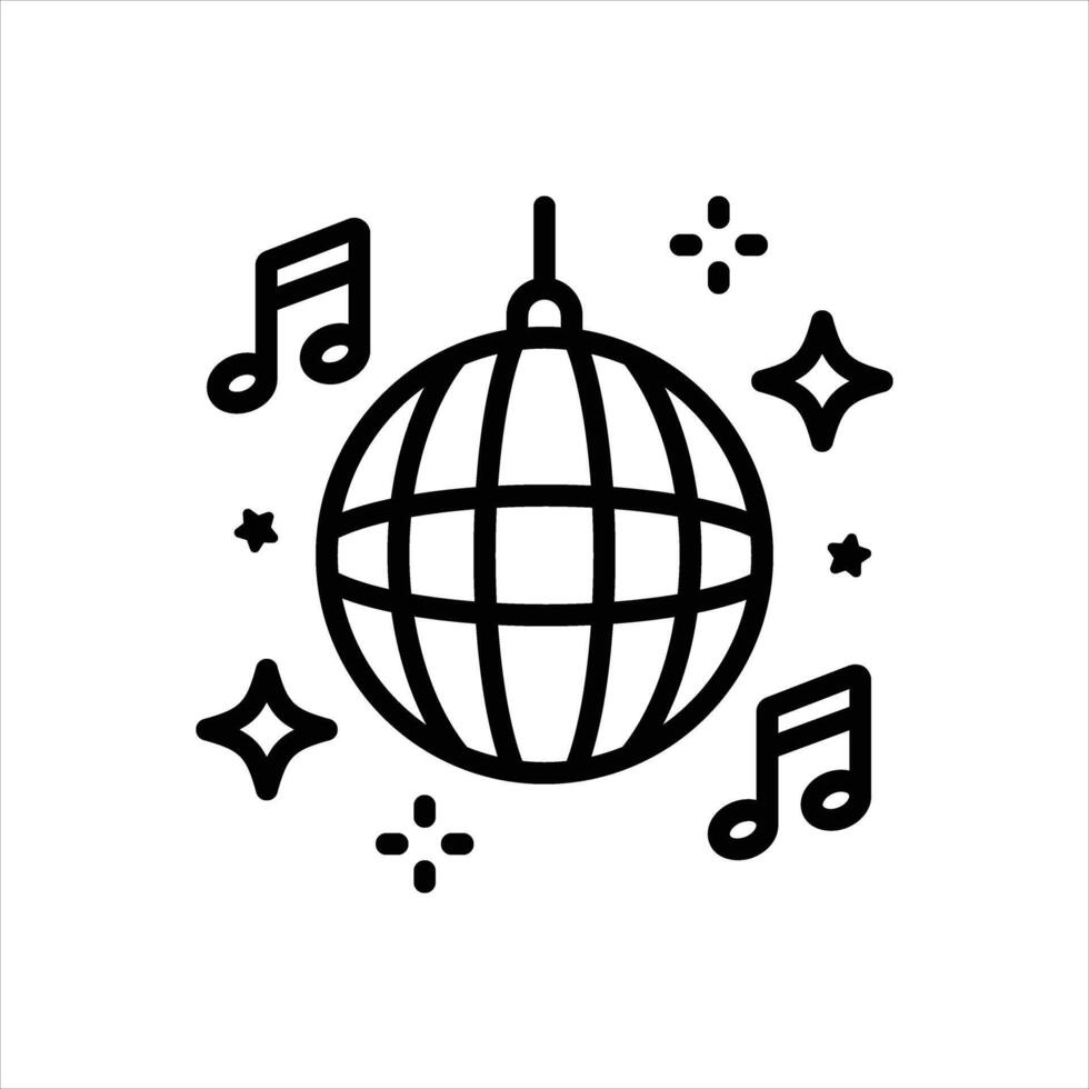 Black line icon disco lights vector