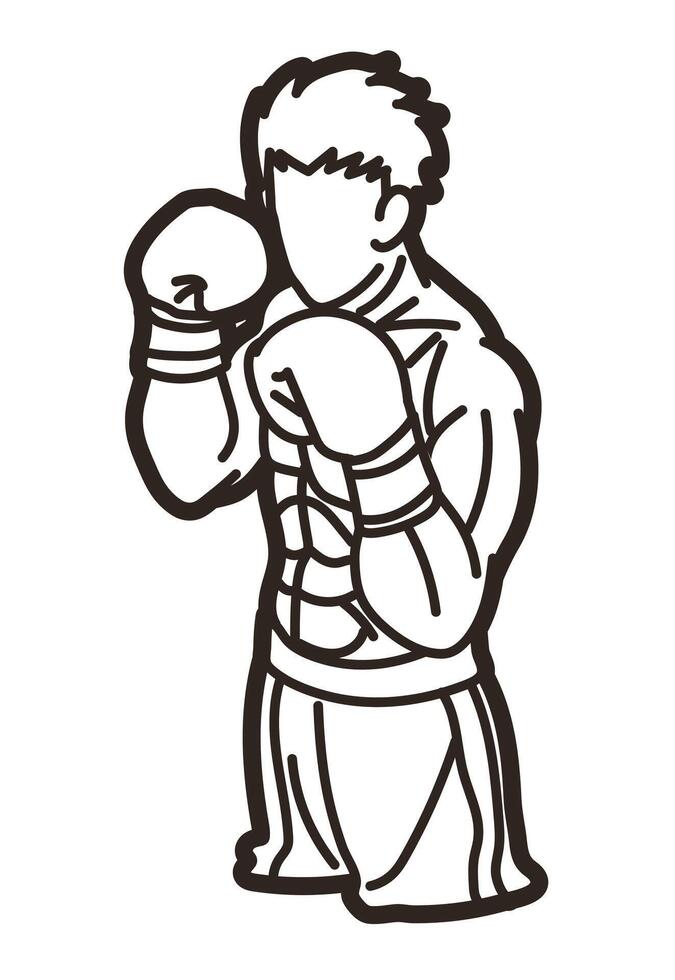 Outline Boxing Sport Boxer Ultimate Fighter vector