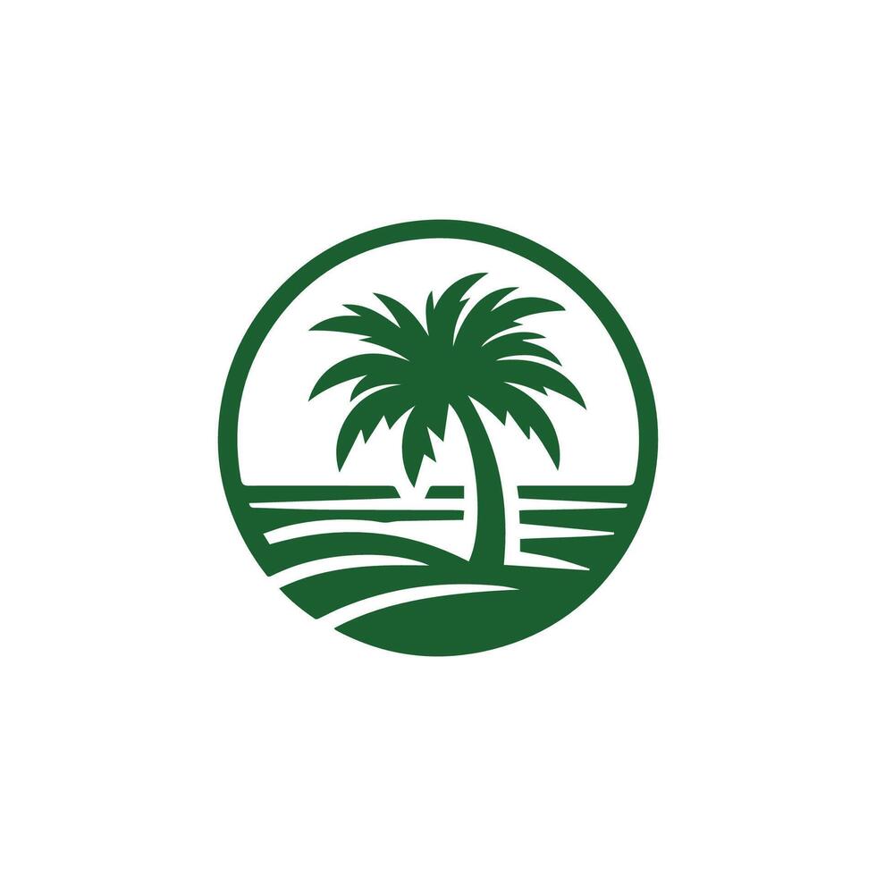 a green palm tree logo on a white background vector