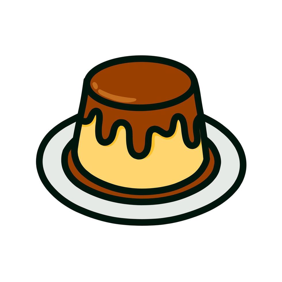 Delicious Caramel Pudding on Plate With Rich Topping vector