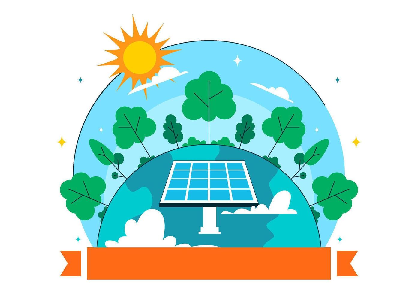 World Ozone Day Poster Style Illustration Featuring Earth and Environment in Flat Cartoon Style vector