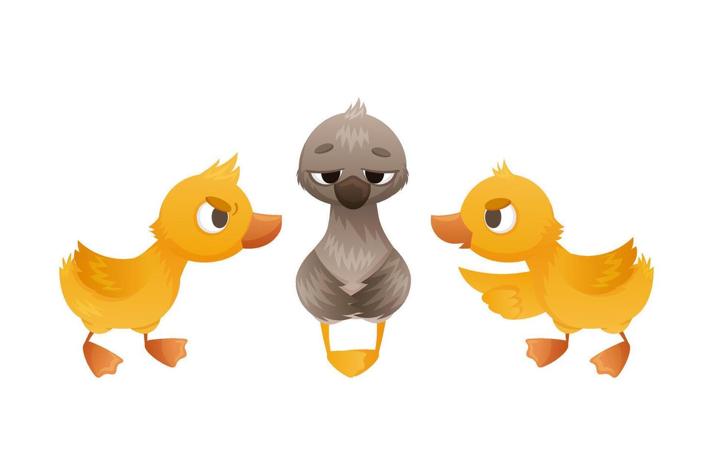 Goslings teasing duckling. Ugly duckling fairy tale cartoon illustration vector