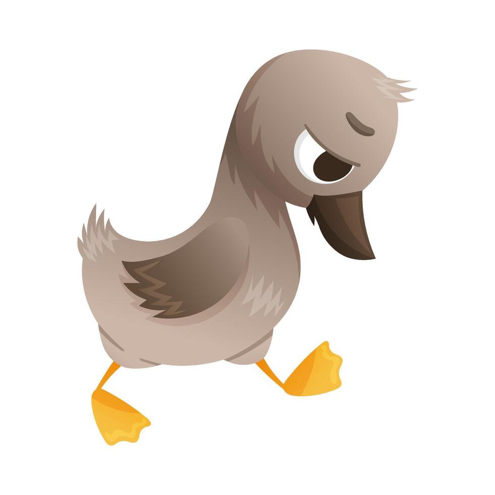 Sad ugly duckling cartoon illustration on white background vector