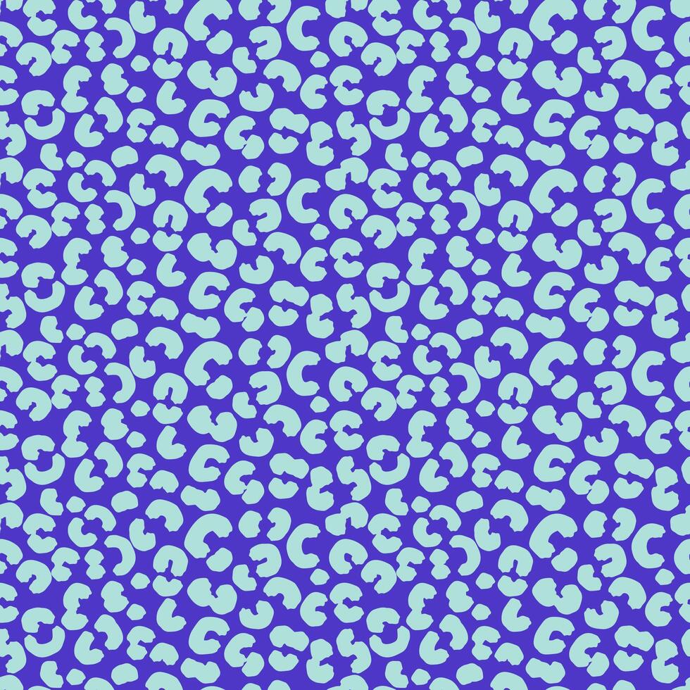 Seamless animal print pattern with light blue spots on a vibrant blue background. Trendy and modern design for textiles, fashion, wrapping paper, and digital project vector