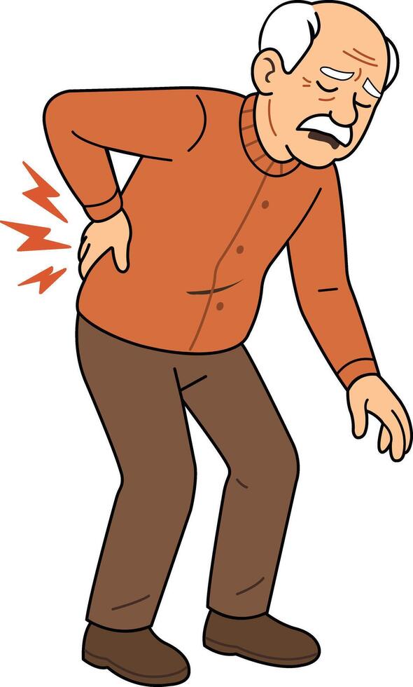 Elderly Man Suffering From Back Pain vector