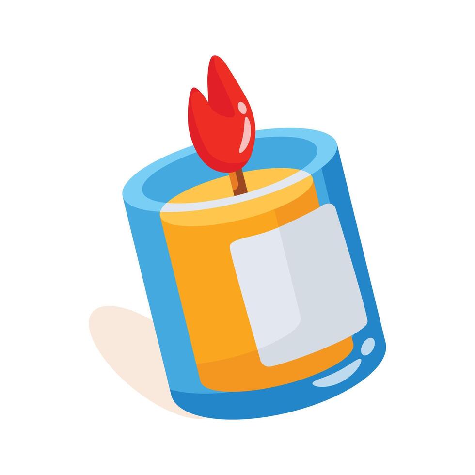 Get this 2d icon of scented candle flame glass vector