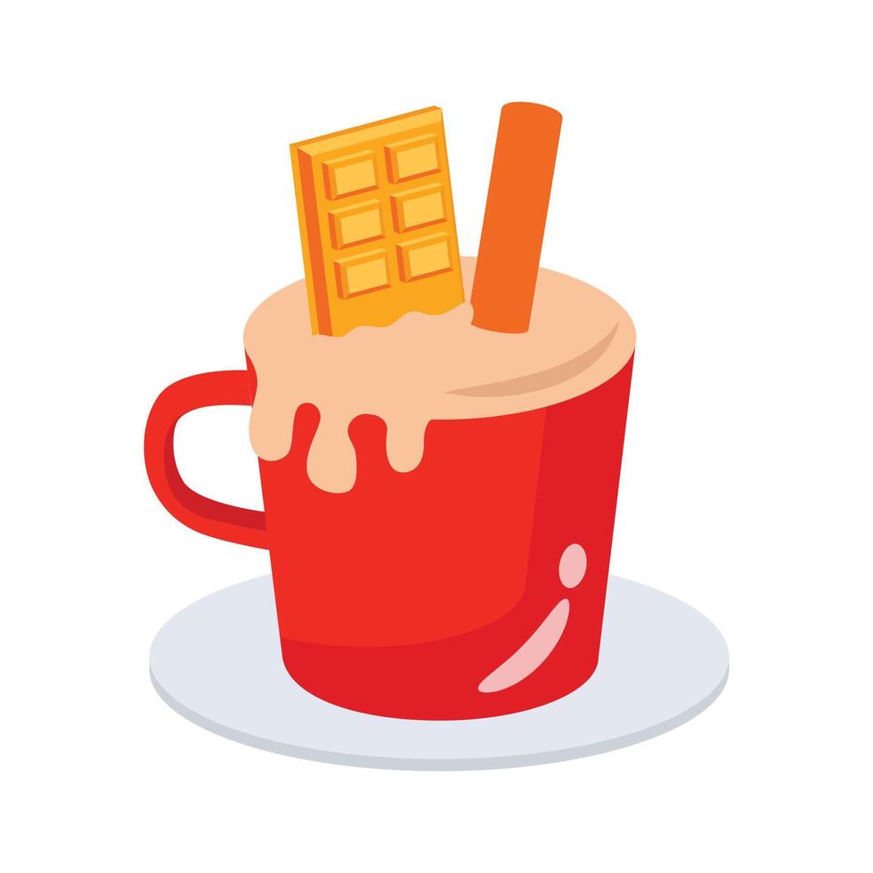 A 2d style icon of hot chocolate mug with straw vector