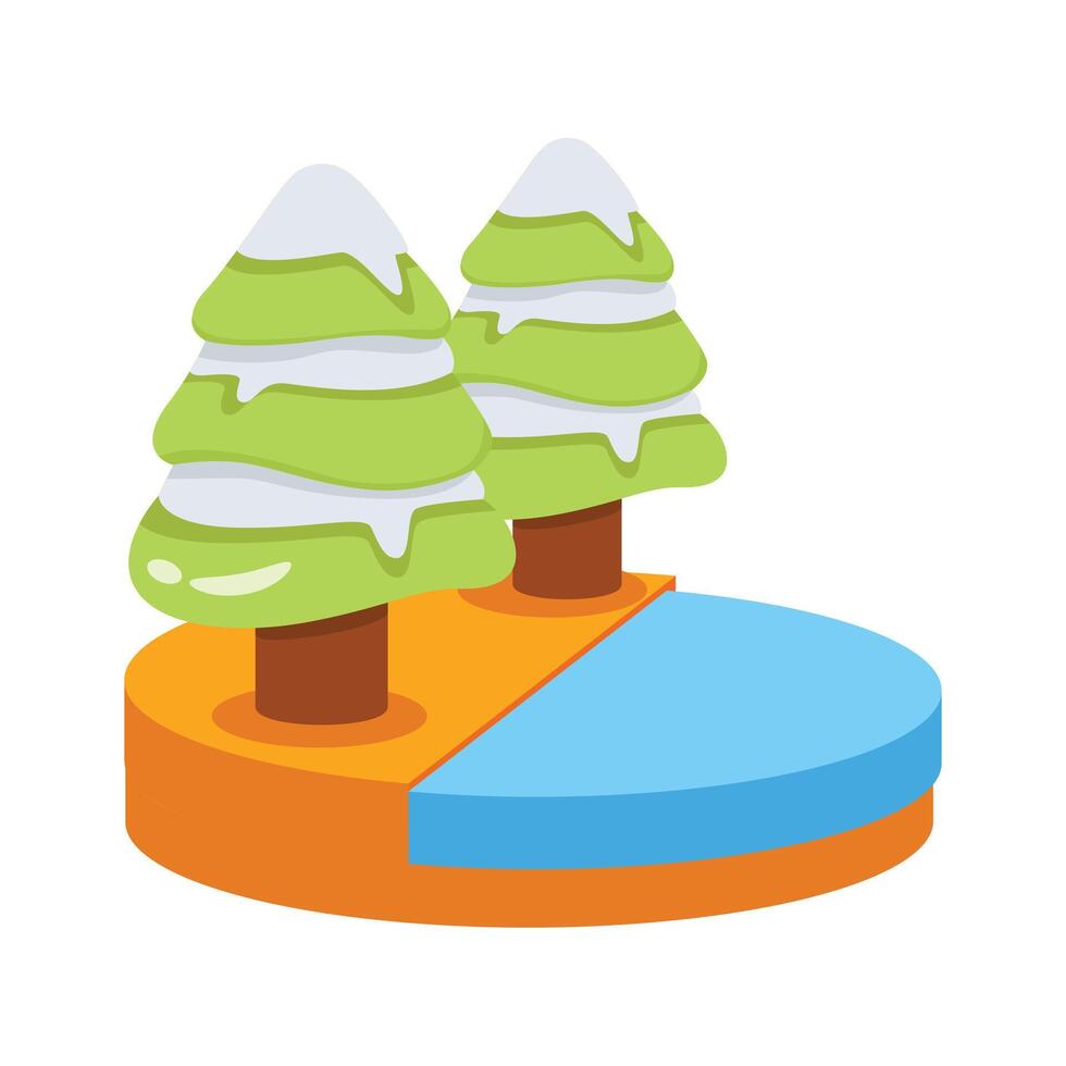 A premium 2d icon of snowy fir trees vector