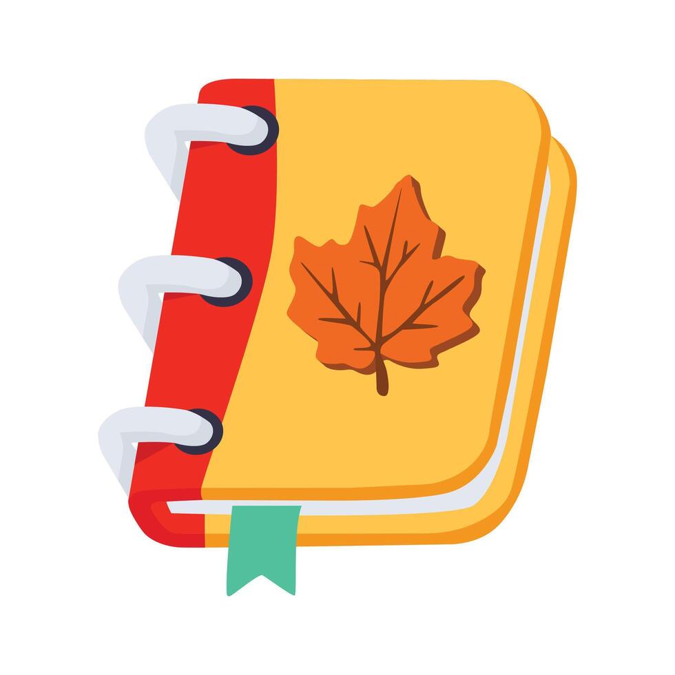 A modern 2d icon of handwritten autumn journal vector
