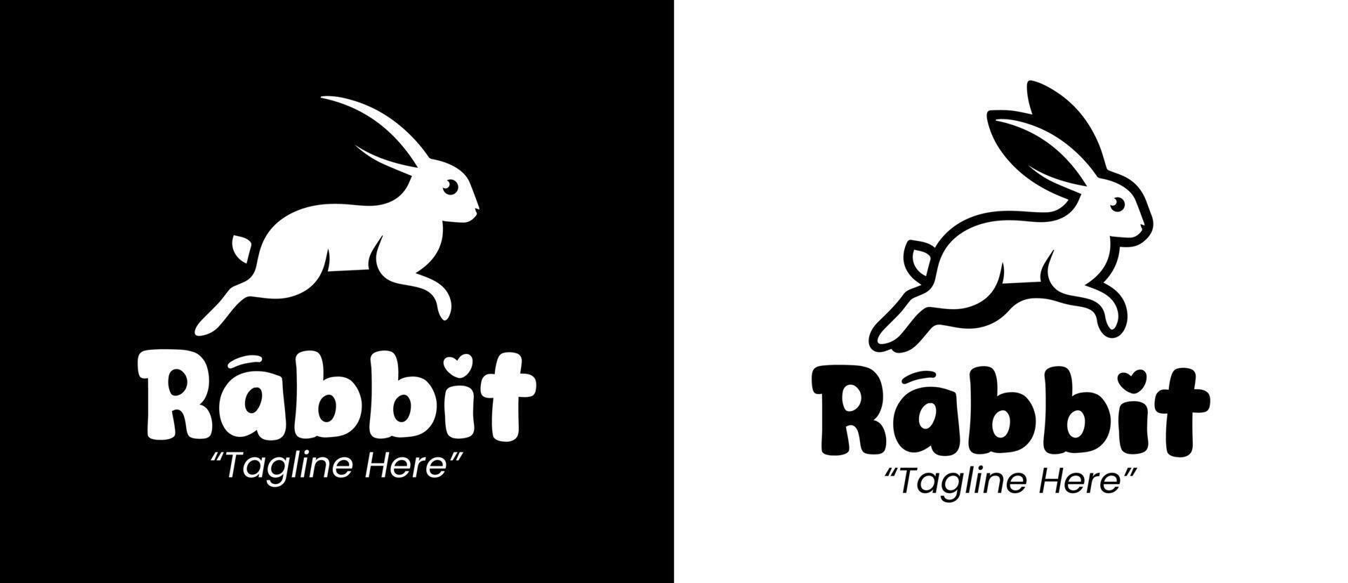 Sleek Black and White Rabbit Logo for Modern Business and Brand Identity vector