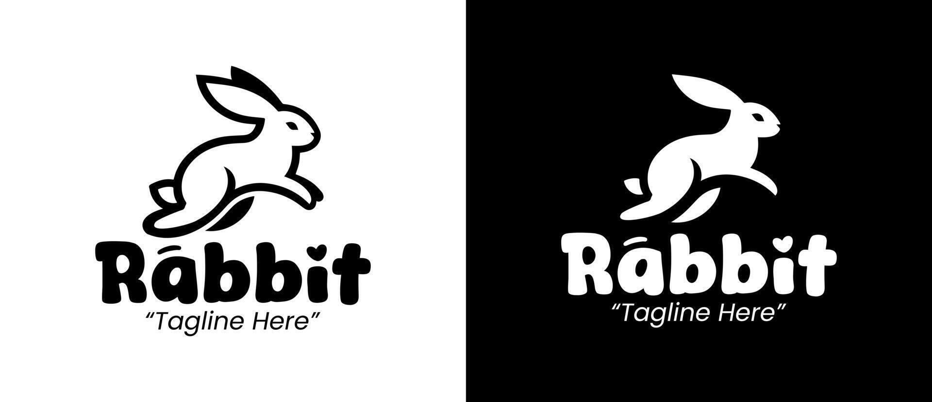 Professional Minimalist Rabbit Logo for Branding in Black and White Colors vector