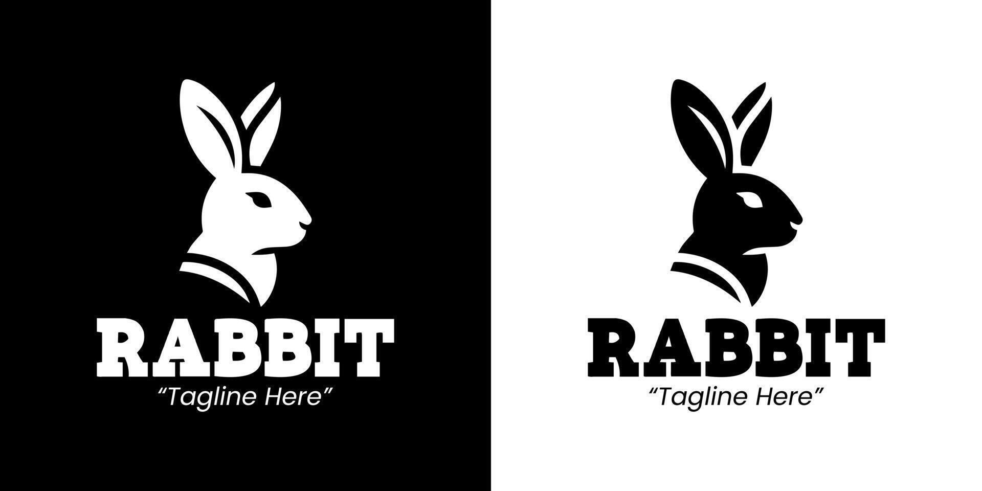 Minimalist Black and White Rabbit Logo with Bold Typeface vector