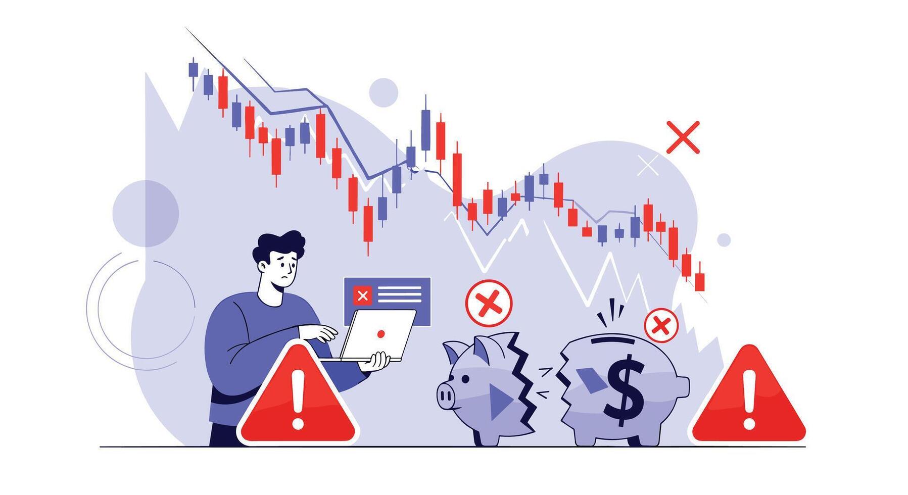 Investment Losses Financial Downturn Economic Recession and Negative Market Trend Represented In Illustration vector