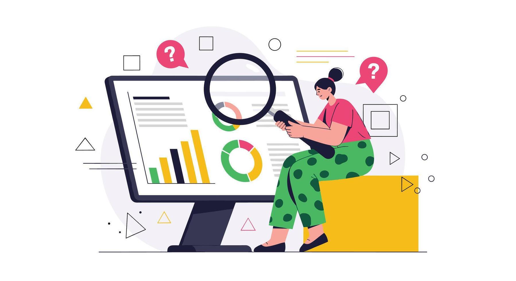 Analyzing Business Performance with Data Visualizations and Reporting on Strategic Goals and Insights vector