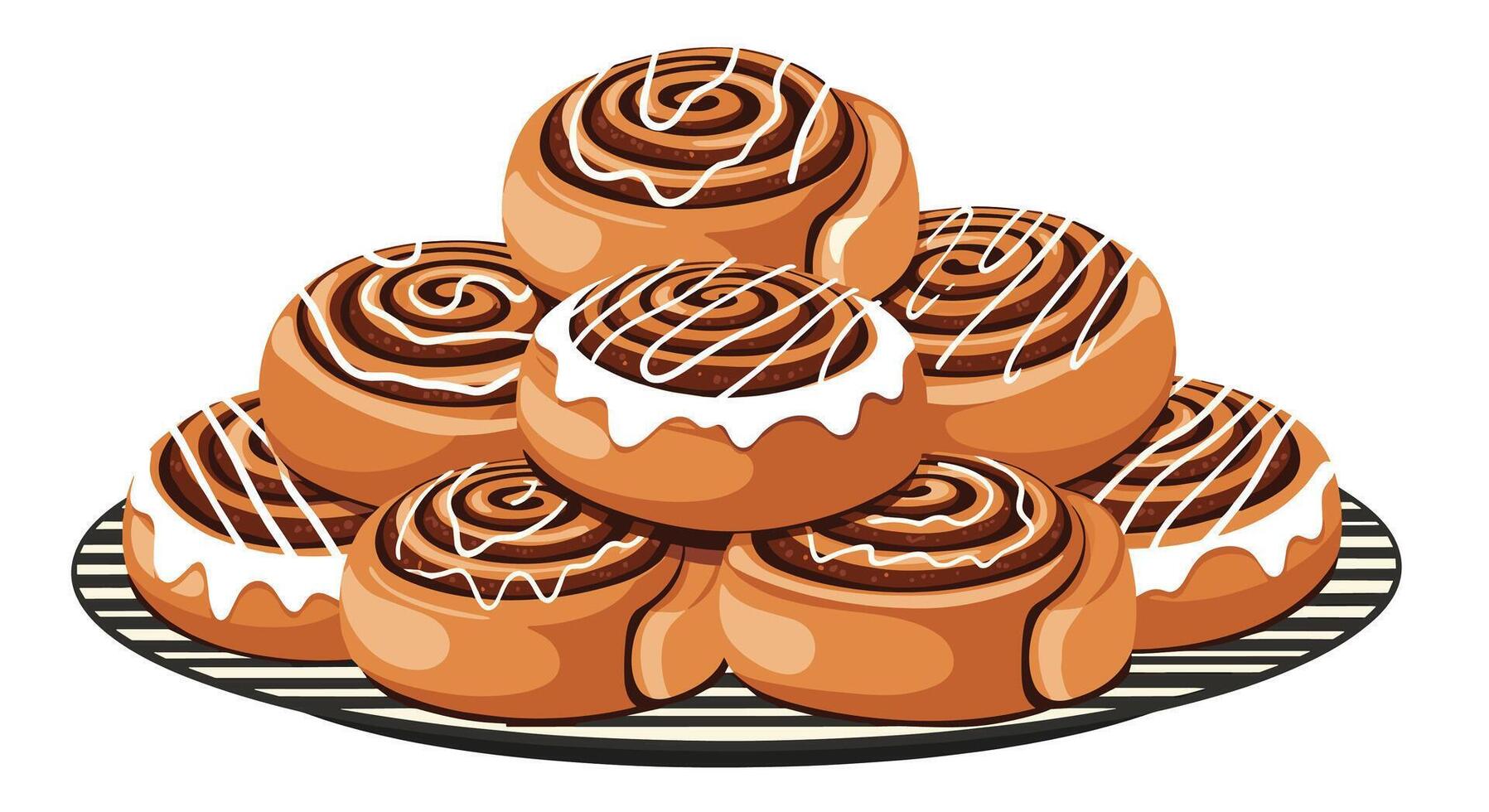 A Delightful Stack of Cinnamon Rolls Fresh From the Oven Ready To Eat vector
