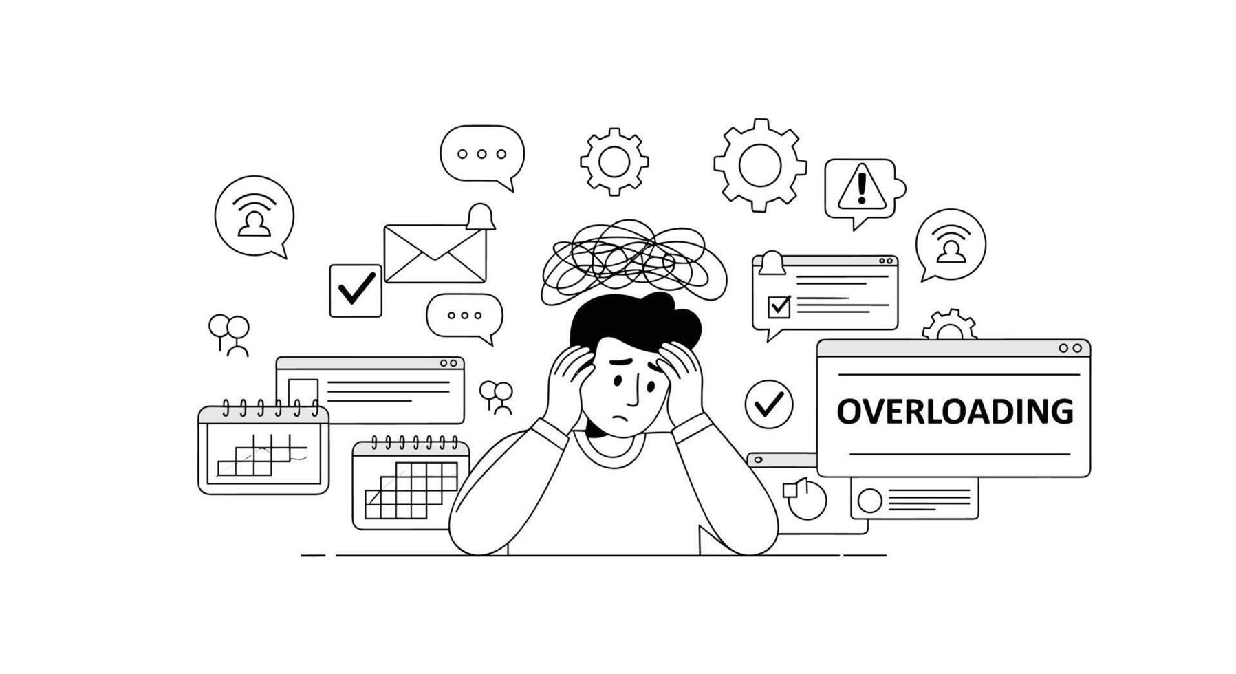 Coping with Overload Techniques and Strategies for Managing Excessive Stress in Life vector