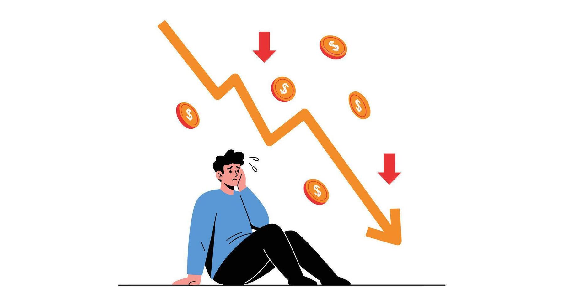 Economic Recession and Financial Crisis Causing Stress and Disappointment in Investment Strategies vector