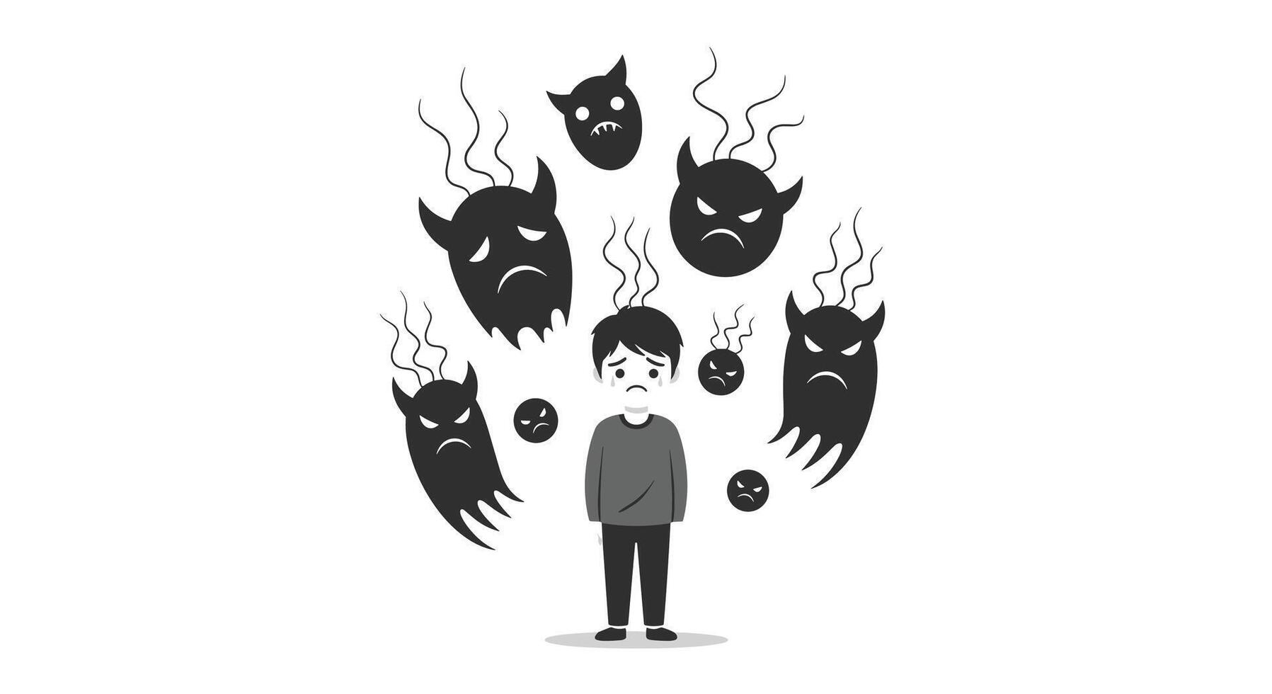 Understanding and Overcoming Psychological Challenges The Impact of Negative Thoughts and Emotions vector