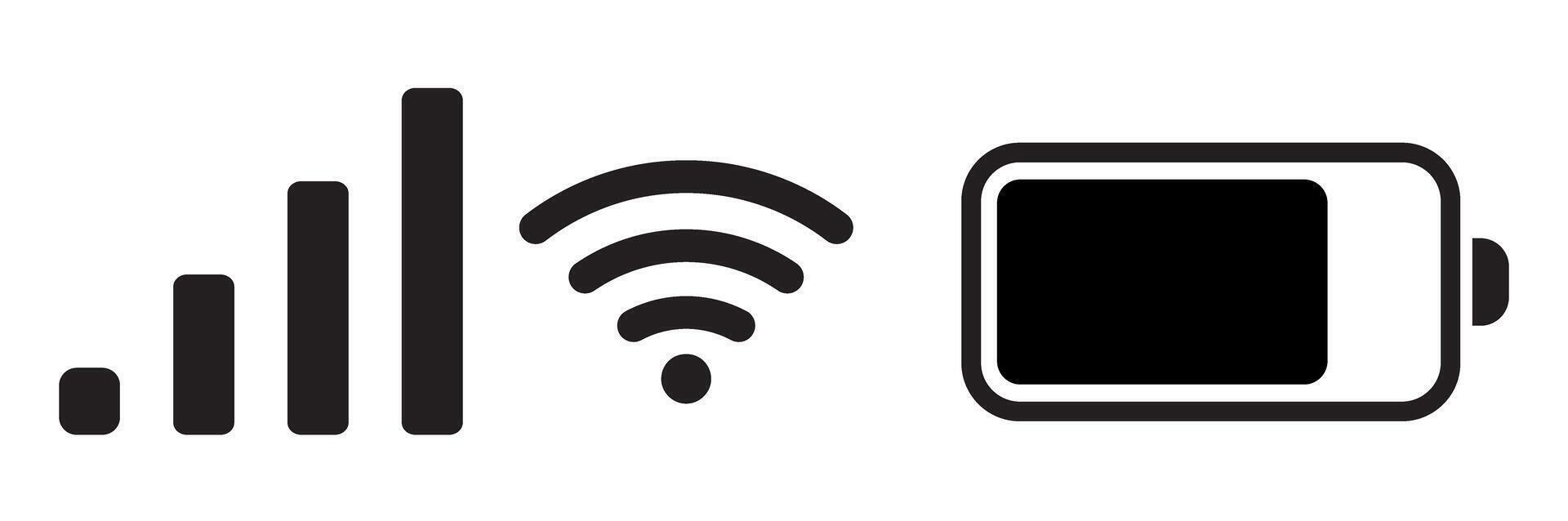 set of phone signal, wifi and battery health status bar icon isolated on white background. illustration. vector