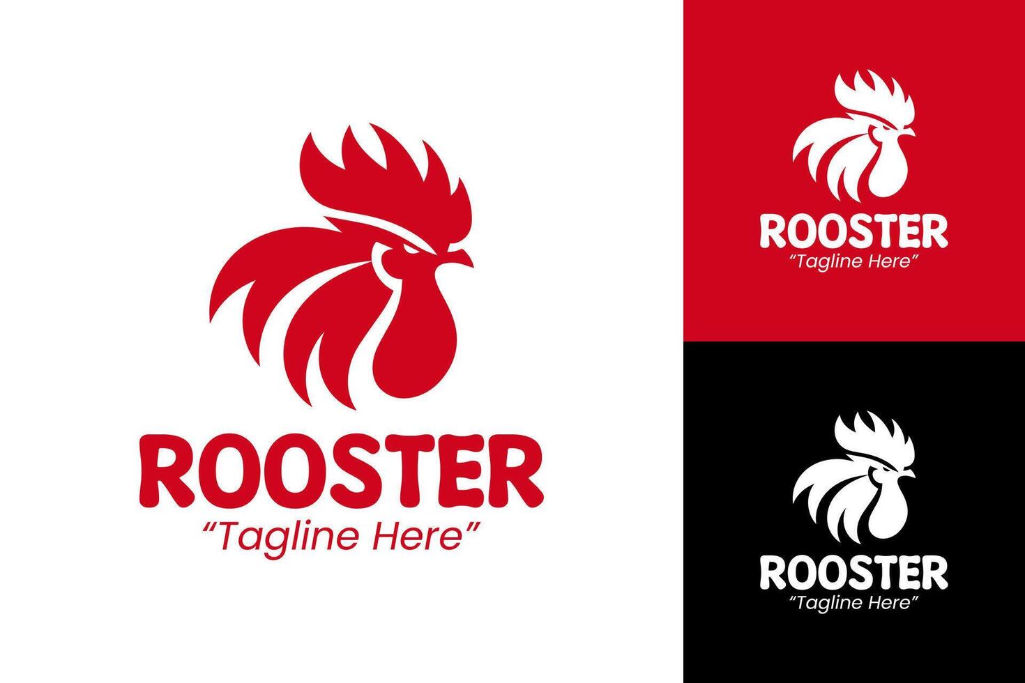 Modern Rooster Logo Design with Bold Red Colors for Branding vector