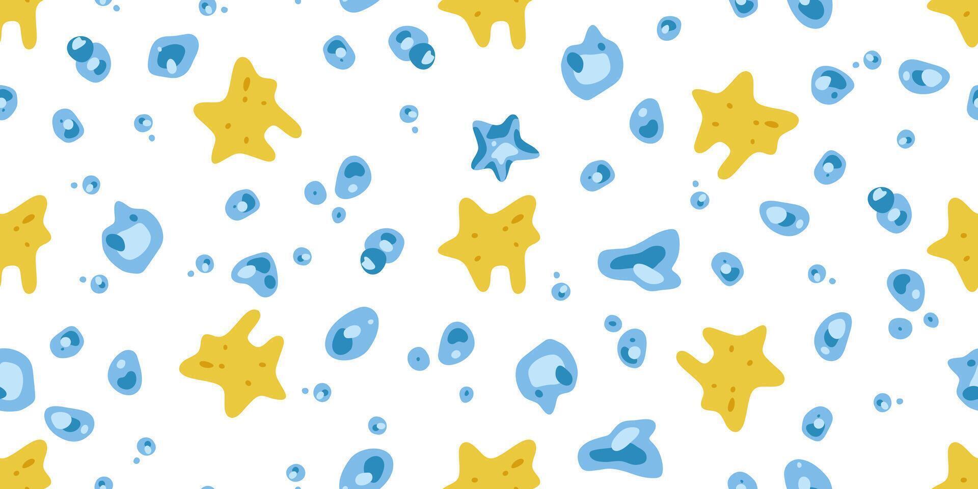 Seamless Starfish And Bubbles Pattern vector