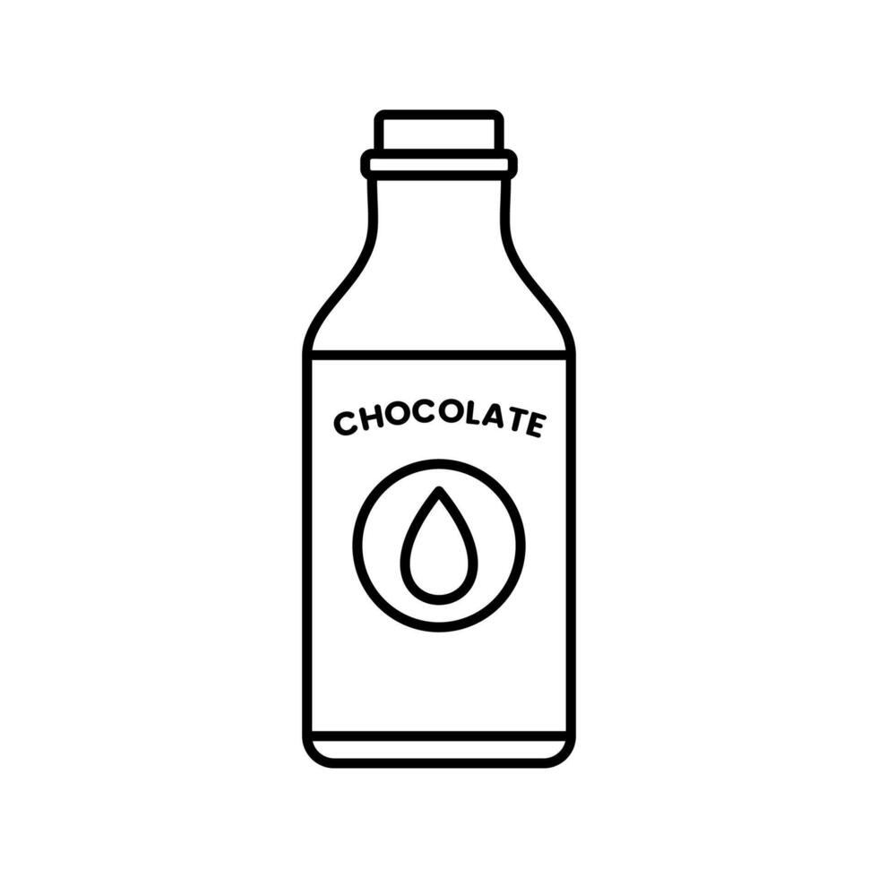 Chocolate drink Bottle Outline style, a bottle of chocolate drink, ideal for recipe visuals and food packaging designs. vector