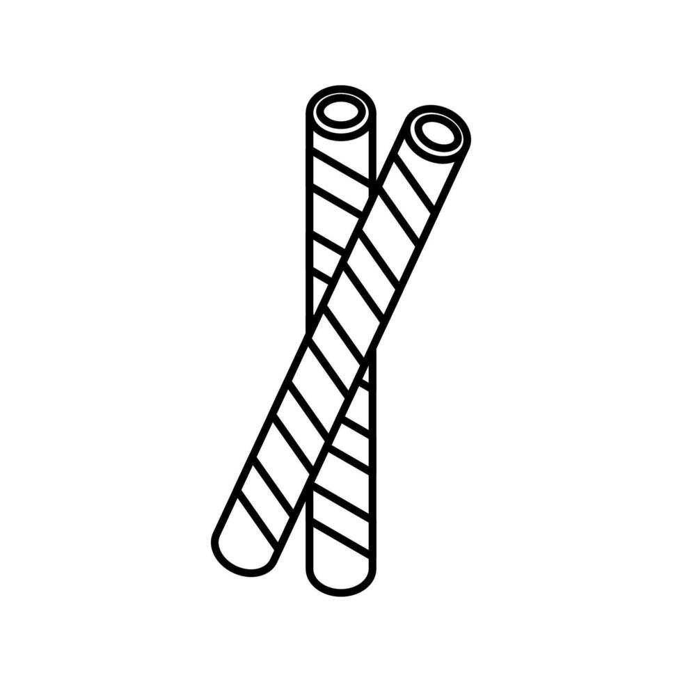 Chocolate Sticks Outline style, crunchy chocolate coated biscuit sticks, ideal for dessert menus, snack branding, and celebration graphics. vector