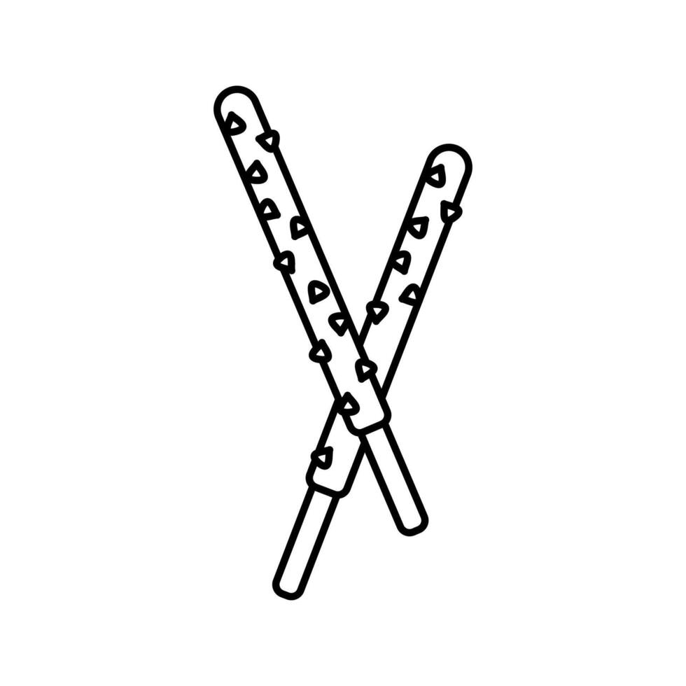 Stick Snack Outline style, chocolate coated biscuit sticks, perfect for dessert menus, packaging, and sweet celebration elements. vector