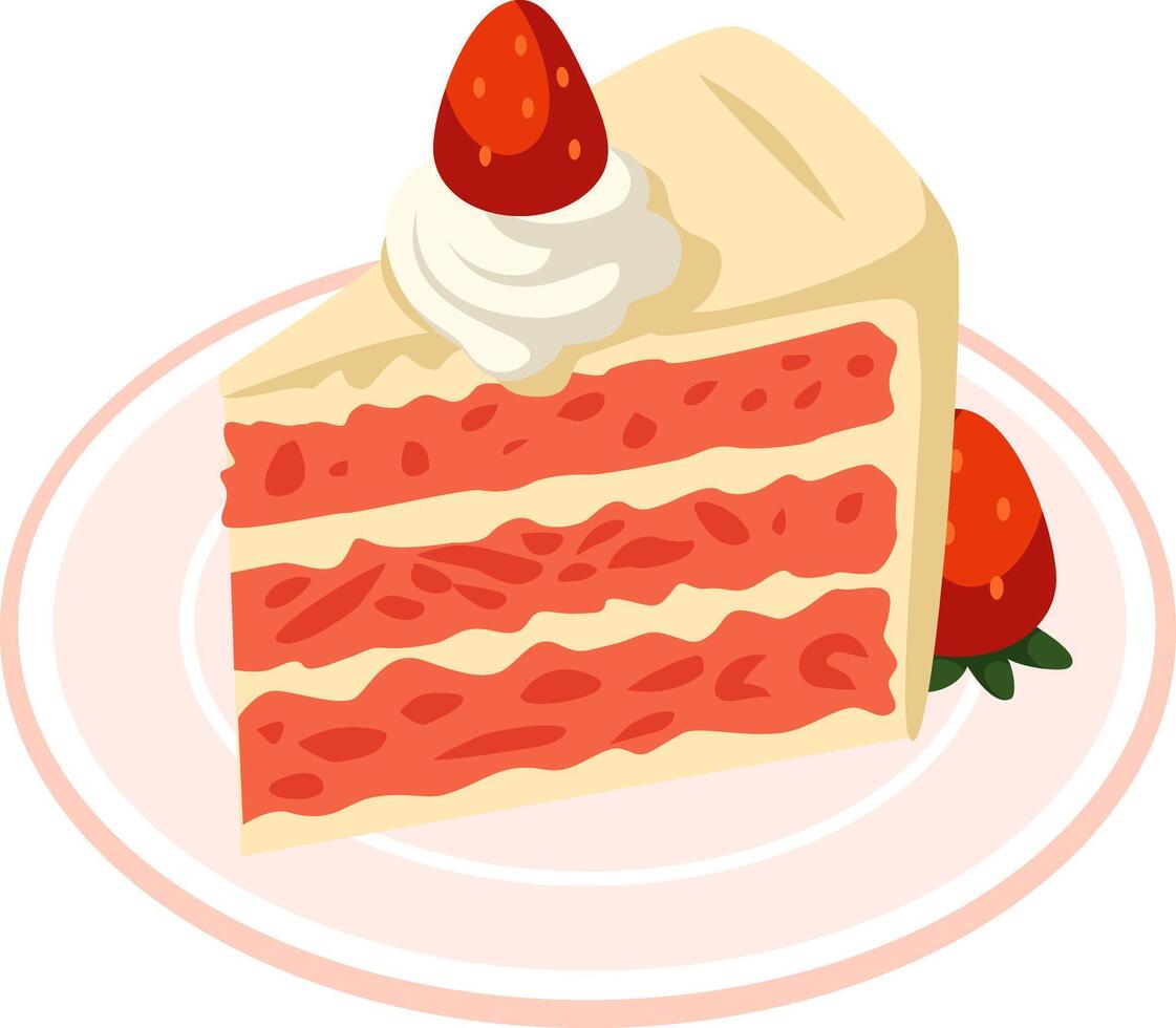 cake with very sweet red strawberry topping vector