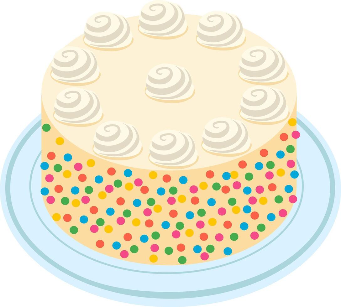 Rainbow cake with candy color vector