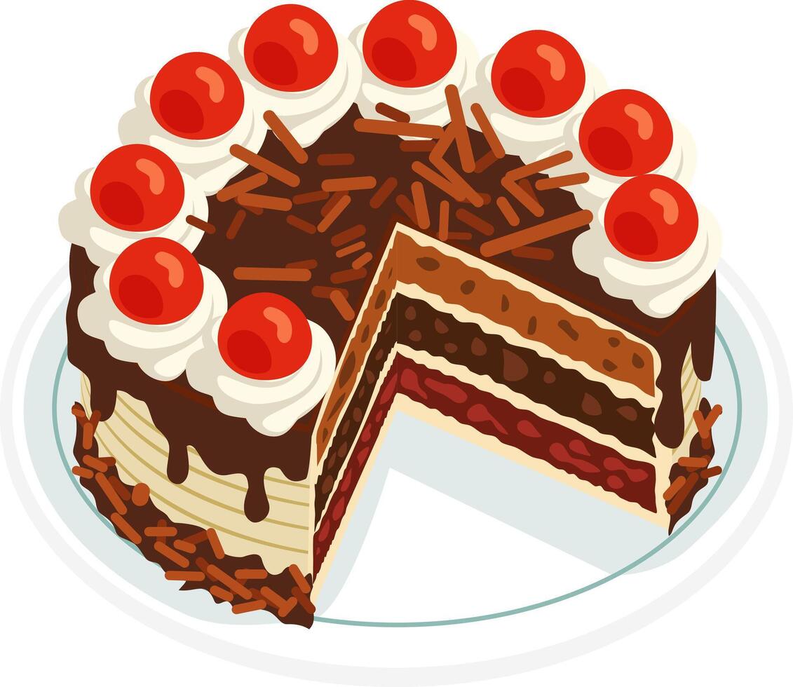 black forest cake slice vector