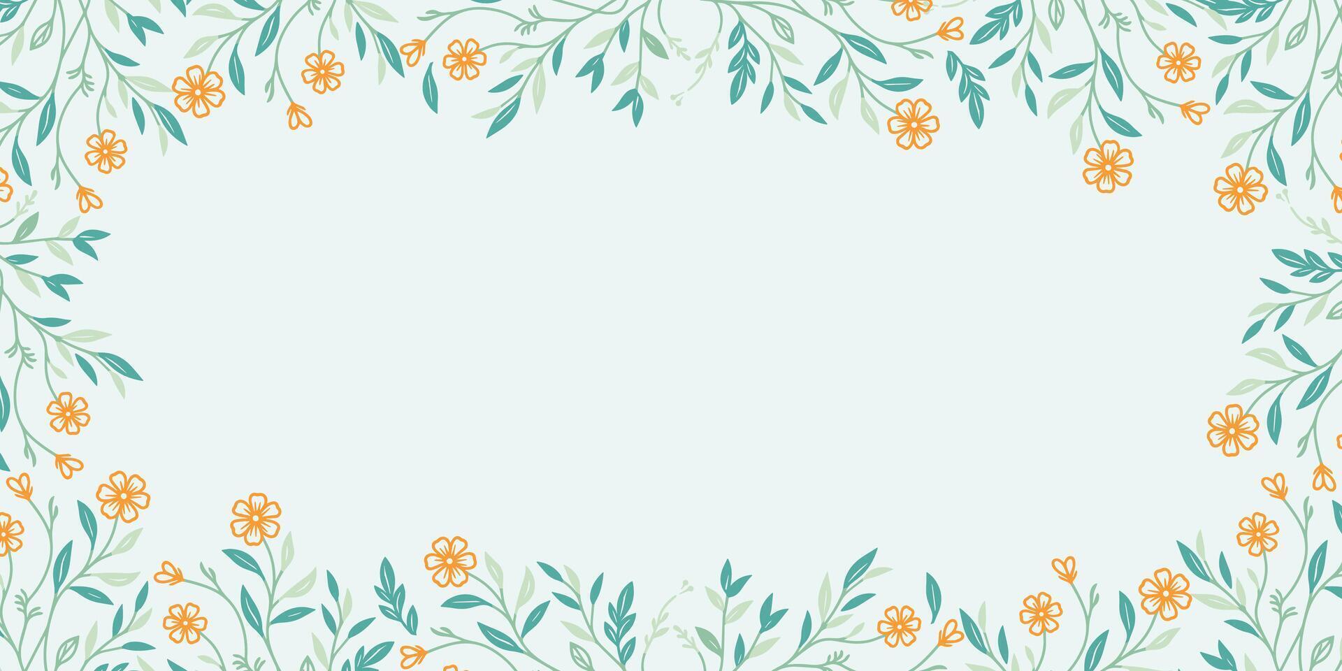 floral wallpaper design with wildflower frame.abstract background template for greeting cards and decorative textile artwork vector