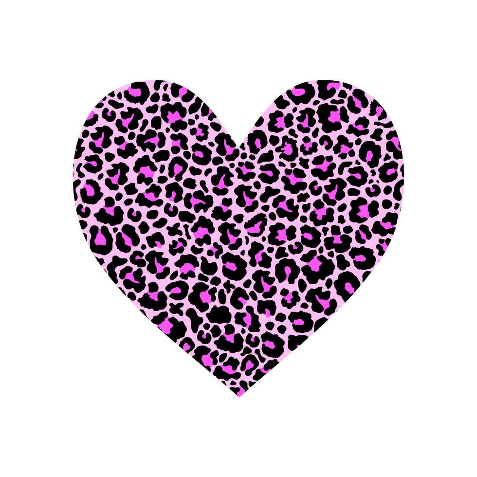 Heart filled of leopard pattern on white background vector