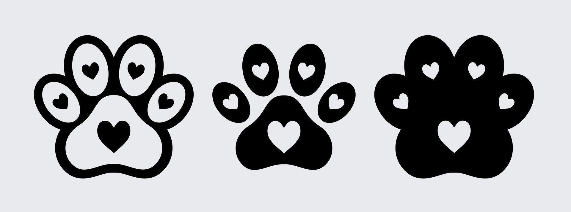Collection of animal paw prints for cutting on a laser printe vector