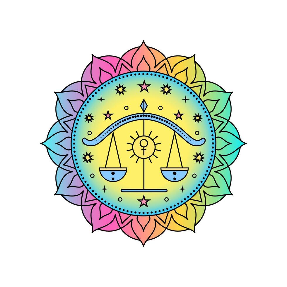 Libra Zodiac Sign in colorful palette on white background. vector
