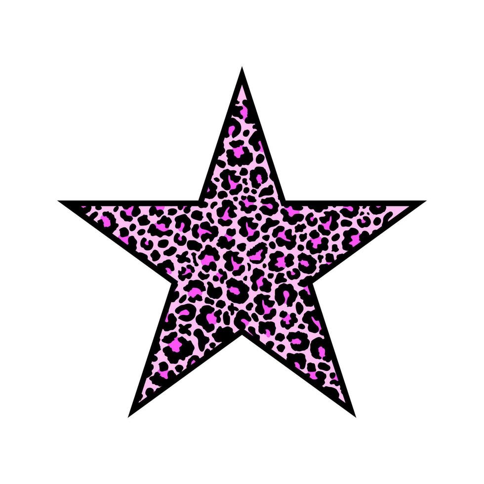 Star filled of pink leopard pattern. vector