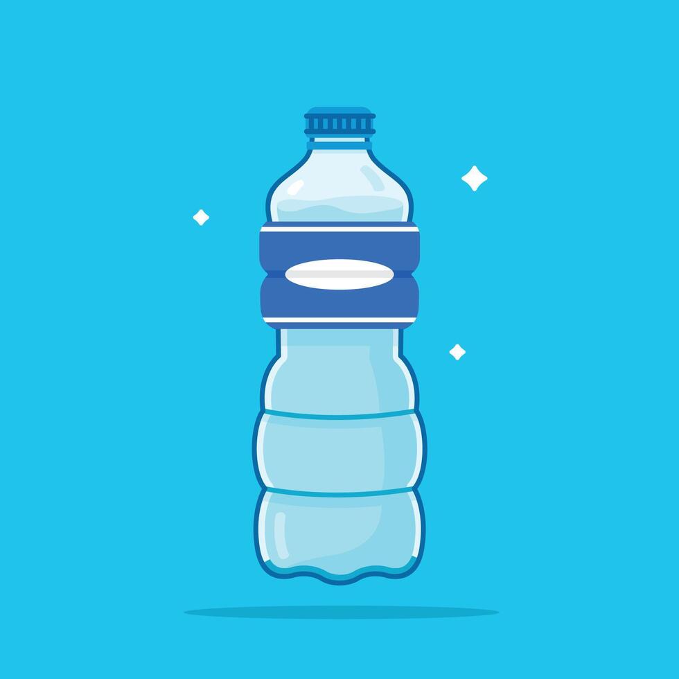 380ml corrugated plastic water bottle, healthy blue drinking water packed in a bottle, recyclable and easy to store liquid. vector