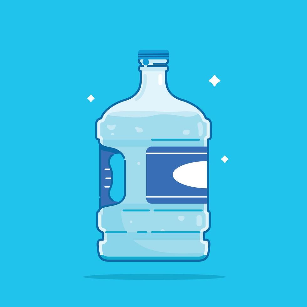 Set of gallon plastic water bottles with side handles, healthy drinking water packed in bottles, recyclable, and easy to store liquids. vector