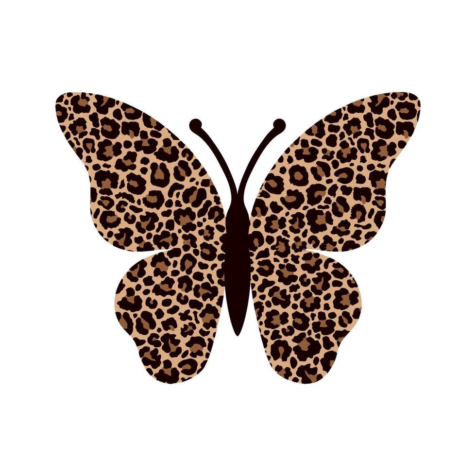 Butterfly filled on leopard print. vector