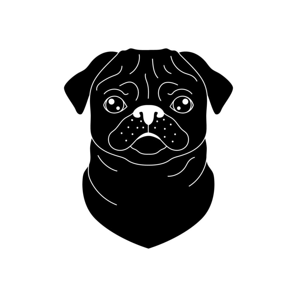Black silhouette of a pug vector