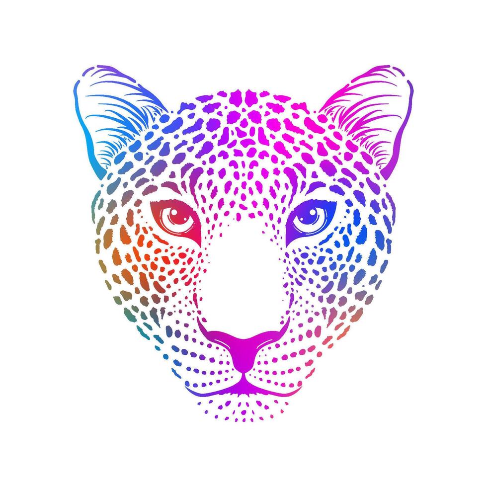Colorful gradient leopard head vector