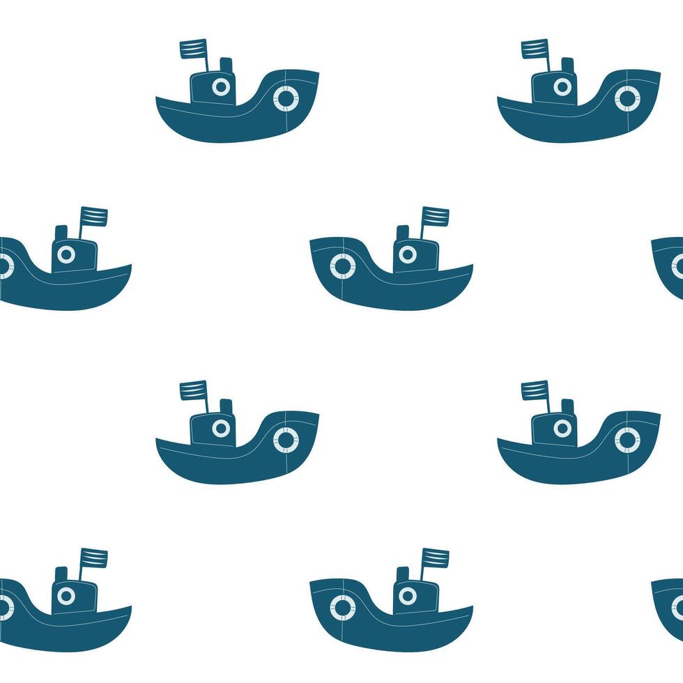 Seamless pattern featuring playful tugboats on a bright background vector