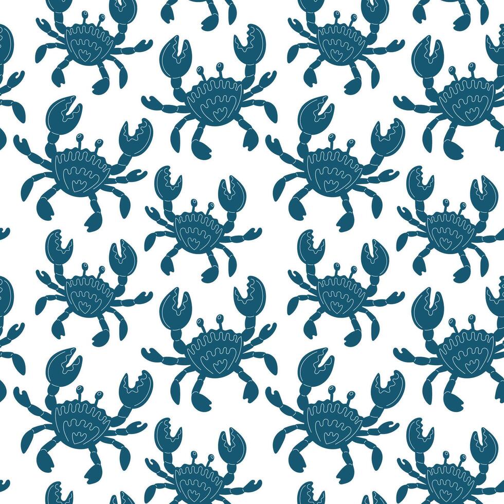 Stylized seamless crab pattern suitable for various design applications featuring playful seafood theme vector
